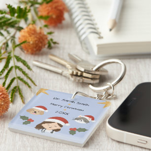 Porte-clés Amis vétérinaires personnalisés pour Noël