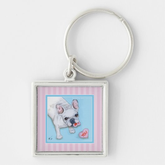 Porte-clés Amour 1 de bouledogue français (Devant)