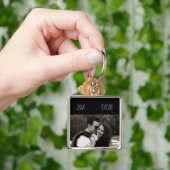 Porte-clés Amour Anniversaire Couple Date Photo Initiales (main)