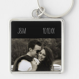 Porte-clés Amour Anniversaire Couple Date Photo Initiales