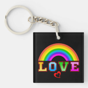 Porte-clés Amour Arc-en-ciel Coloré Rouge Cœur