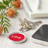 Porte-clés Amour blanc rouge typographie moderne mignonne (Côté)