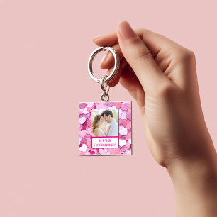 Porte-clés Amour Coeur Confetti I Texte Retour Acrylique