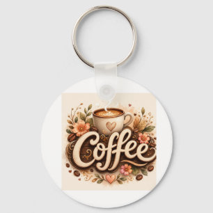 Porte-clés Amour de café floral