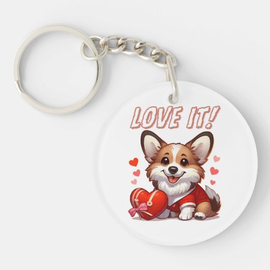 Porte-clés Amour de Corgi Mignon (Devant)