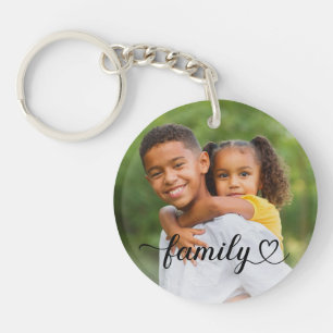 Porte-clés Amour de famille écriture noire photo personnalisé
