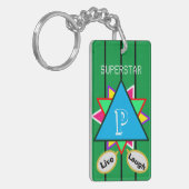 Porte-clés Amour de Superstar Cartoon Monogramme Bleu Vert (Devant gauche)