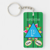 Porte-clés Amour de Superstar Cartoon Monogramme Bleu Vert (Devant)