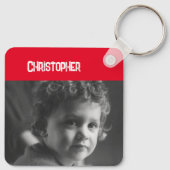 Porte-clés Amour double face papa ajouter nom blanc photo rou (Dos)
