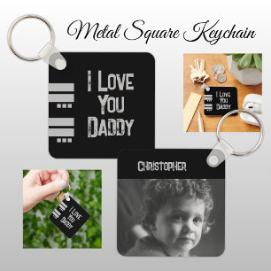 Porte-clés Amour double face papa ajouter nom photo noir gris