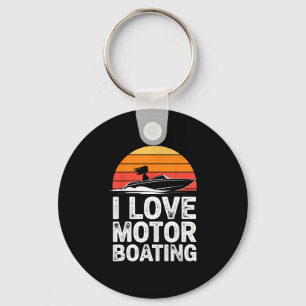 Porte-clés Amour du bateau à moteur vintage coucher de soleil