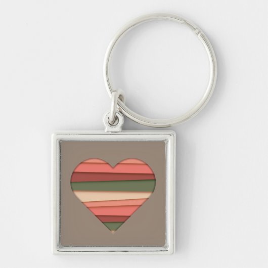 Porte-clés Amour du coeur rayé Saint-Valentin (Devant)