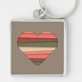 Porte-clés Amour du coeur rayé Saint-Valentin