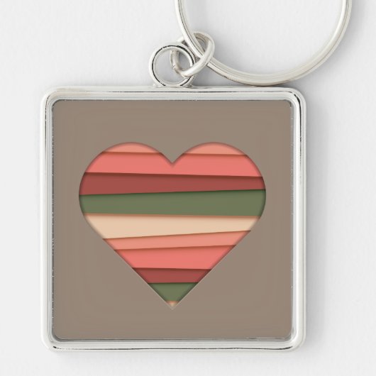 Porte-clés Amour du coeur rayé Saint-Valentin (Devant)
