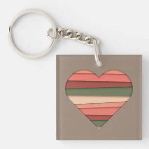 Porte-clés Amour du coeur rayé Saint-Valentin