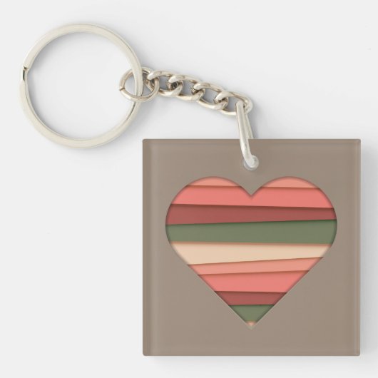 Porte-clés Amour du coeur rayé Saint-Valentin (Devant)