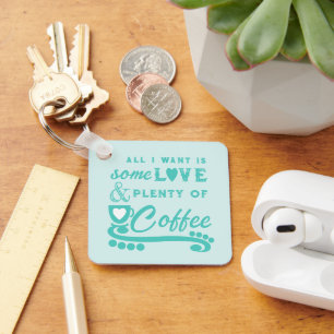 Porte-clés Amour et café ajoutent des initiales menthe