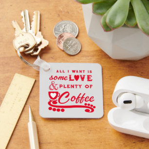Porte-clés Amour et café ajoutent les initiales rouge