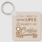 Porte-clés Amour et café ajouter initiales brun (Recto)