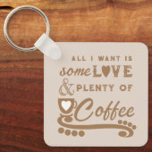 Porte-clés Amour et café ajouter initiales brun (Recto)