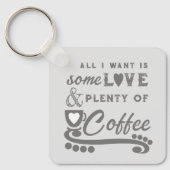 Porte-clés Amour et café ajouter initiales gris (Recto)