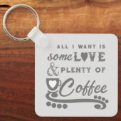 Porte-clés Amour et café ajouter initiales gris (Recto)
