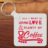 Porte-clés Amour et café ajouter initiales rouge (Recto)