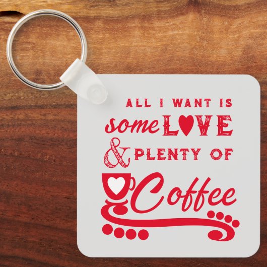 Porte-clés Amour et café ajouter initiales rouge (Recto)