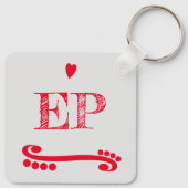 Porte-clés Amour et café ajouter initiales rouge (Dos)