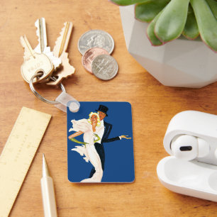 Porte-clés Amour et romance vintage, couple de mariage modern