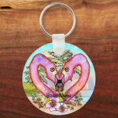 Porte-clés Amour Flamant rose (Recto)