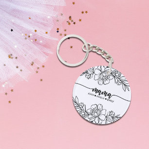 Porte-clés Amour floral fleuri de maman personnalisée