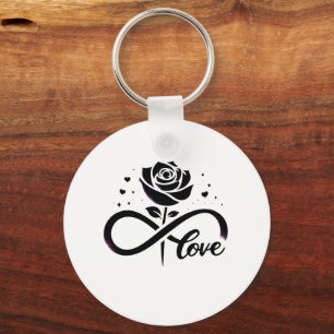 Porte-clés Amour Infini Rose Noire - Amour Romantique Éternel