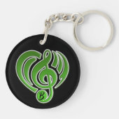 Porte-clés Amour Musical Vibrations Musique Verte Note de Mus (Dos)