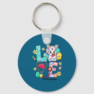 Porte-clés Amour neuro infirmière vie lapin stéthoscope Pâque