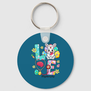 Porte-clés Amour psych infirmière vie lapin stéthoscope Pâque