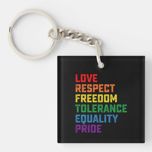 Porte-clés Amour Respect Liberté Tolérance Égalité Fierté (Devant)