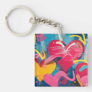 Porte-clés Amour urbain : Coeurs de graffitis