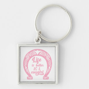 Porte-clés Amoureuse de cheval rose Western Rodeo Fer à cheva
