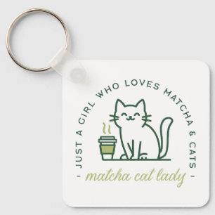 Porte-clés Amoureuse de matcha et de chats drôle juste une fi