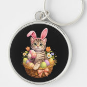 Porte-clés Amoureux de chatons mignons Joyeuses Pâques Chat (Devant)