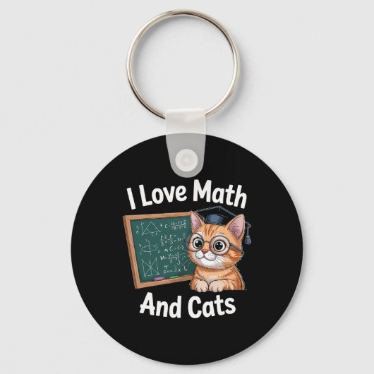 Porte-clés Amoureux de chats et de maths Prof de maths drôle (Recto)