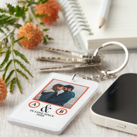 Porte-clés Amoureux de la Saint Valentin couple monogramme (Devant droit)