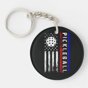 Porte-clés Amoureux de Pickleball Drapeau Américain 4 Juillet
