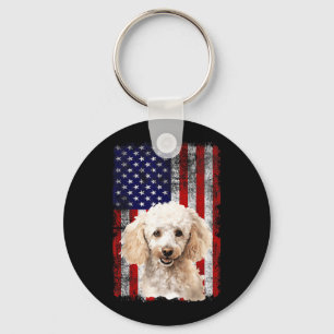 Porte-clés Amoureux de Poodle Drapeau américain 4 juillet Pat