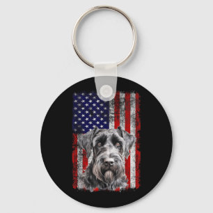 Porte-clés Amoureux de Schnauzer Drapeau américain 4 juillet