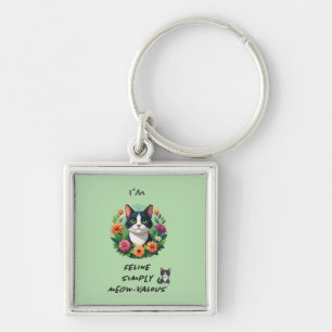 Porte-clés Amoureux des chats FÉLINE Simplement MEOW-VALEUREU