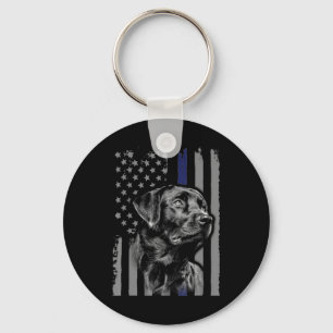 Porte-clés Amoureux des chiens   Black Labrador American Flag