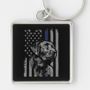 Porte-clés Amoureux des chiens Black Labrador American Flag