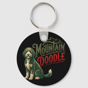 Porte-clés Amoureux des chiens doodle de montagne vintage rét